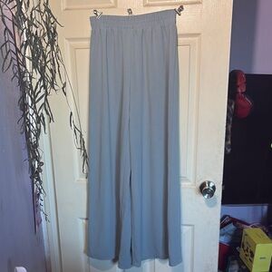 Zara Women's Light Blue Flowy Wide-Leg Pants